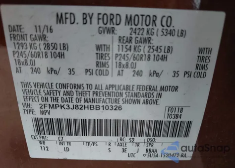 2017 Ford Edge Sel z USA, uszkodzony, nr VIN 2FMPK3J82HBB10326